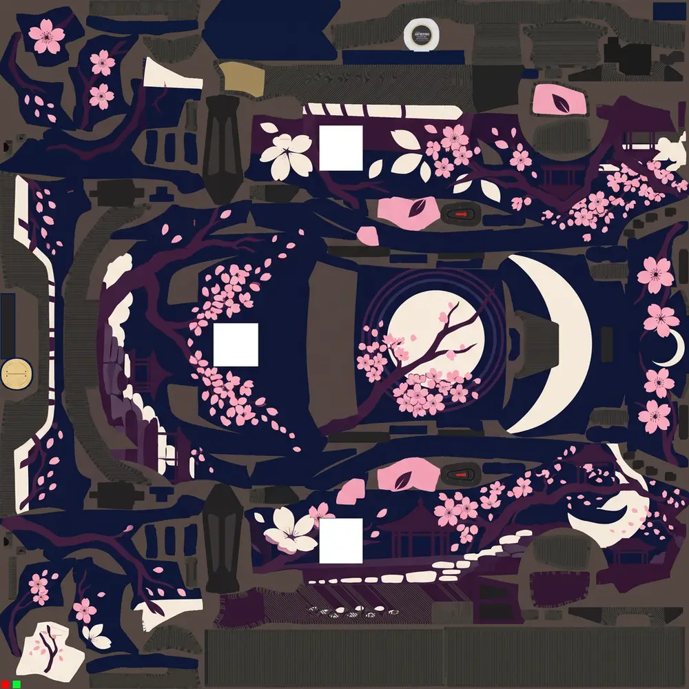 Finished cherry blossom livery painted on the real template